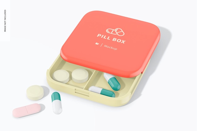 Pillbox with Sliding Lid Mockup, Opened