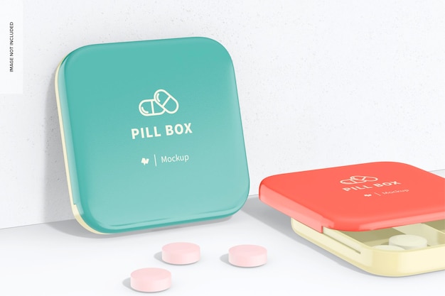 Pillboxes with Sliding Lid Mockup, Leaned and Opened