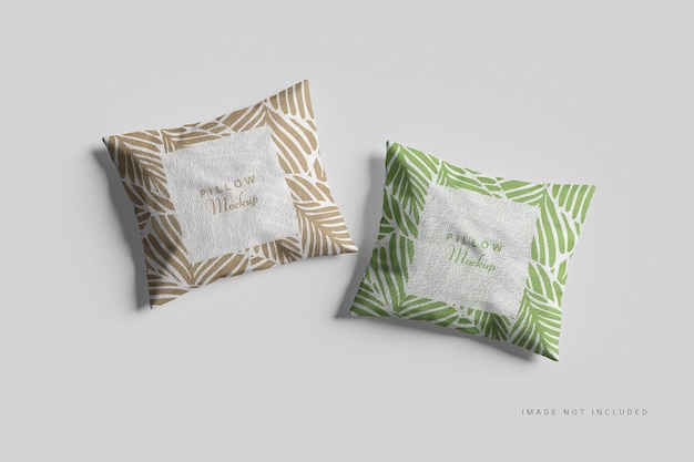 PSD a pillow with a green and white pattern on it