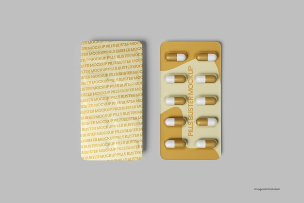 PSD pills blister mockup