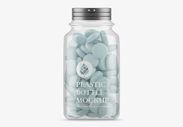 Pills Jar with 5 Caps Mockup 3D render