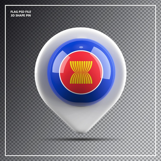 Pin Round flag of asean element