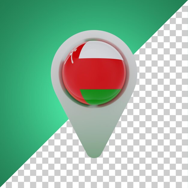 PSD pin round flag of oman 3d rendering