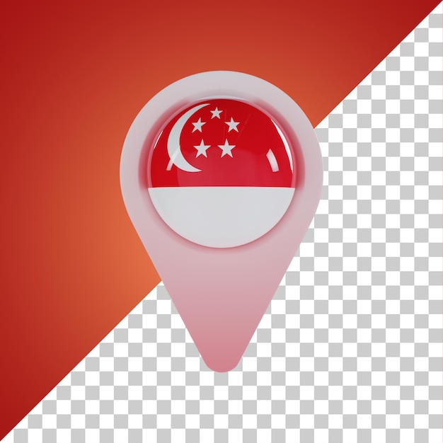 Pin Round flag of Singapore 3D Rendering