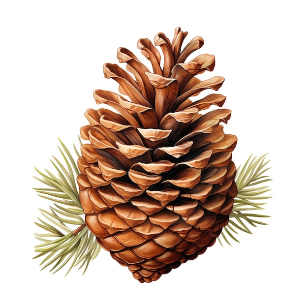 Pine Cone For Christmas Event Watercolor Style AI Generated