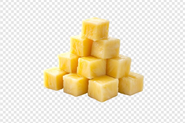 PSD pineapple cubes on a transparent background