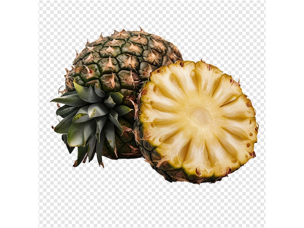 a pineapple that is cut in half