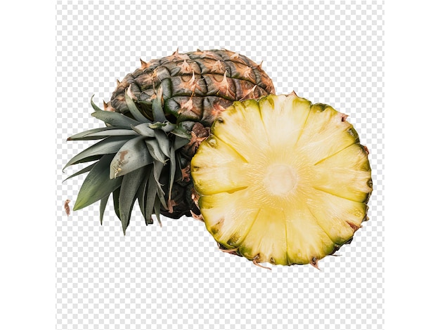 a pineapple that is cut in half