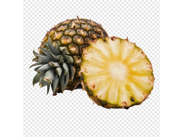 a pineapple with a slice cut out of it