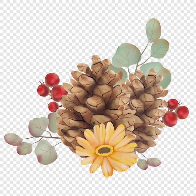 Pinecone Watercolor Autumn Fall Rustic Clipart element