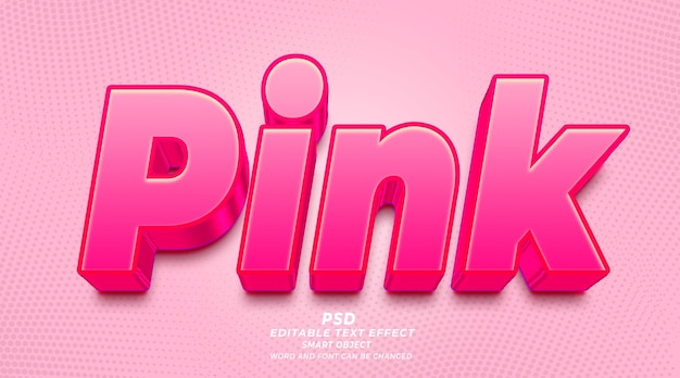 PSD pink 3d editable text effect photoshop template with background