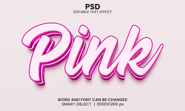 Pink 3d editable text effect Premium Psd with background