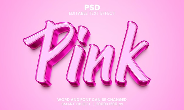 Pink 3d editable text effect Premium Psd with background