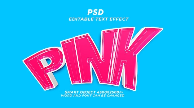 Pink 3d editable text effect PSD template with cute background