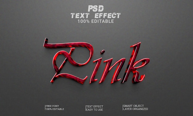 Pink 3D Editable Text Style Effect Premium PSD File With Background