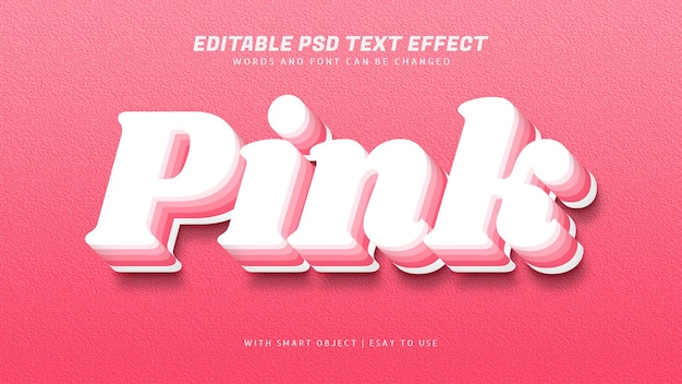 Pink 3d style text effect editable