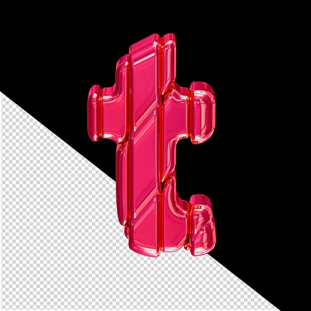 Pink 3d symbol in a frame letter t