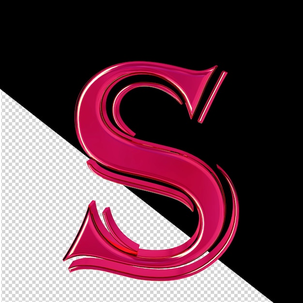 PSD pink 3d symbol letter s