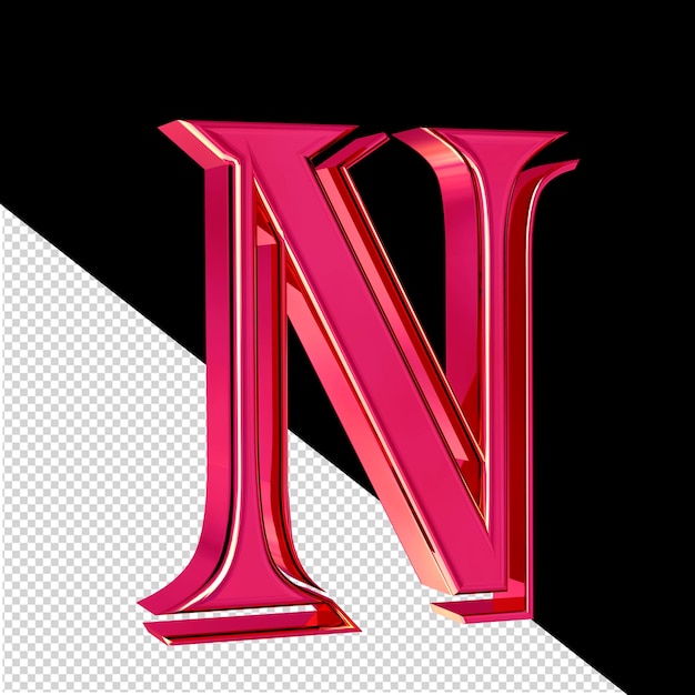 PSD pink 3d symbol view from left letter n