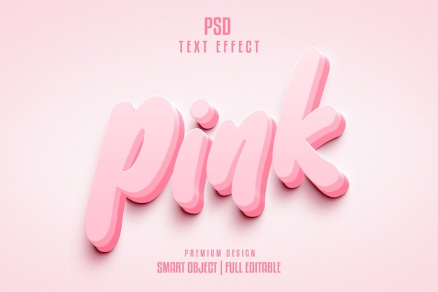 PSD pink 3d text effect template