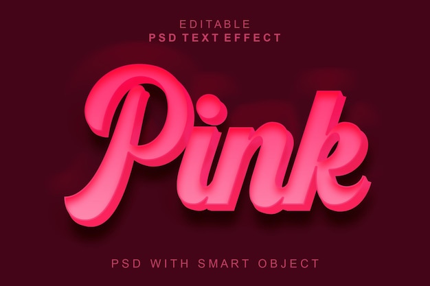 Pink 3D text effect