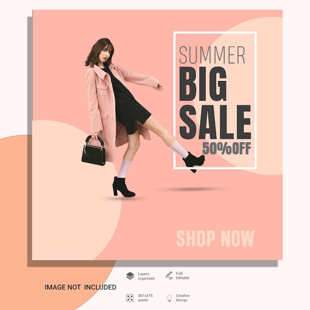 PSD a pink ad for a big sale with a woman in a pink coat.