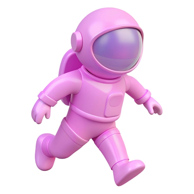 a pink alien figure with a pink suit on it