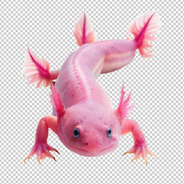 PSD pink aquatic salamander on transparent background