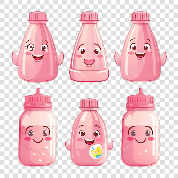 pink baby bottle watercolor nurseryon transparent background