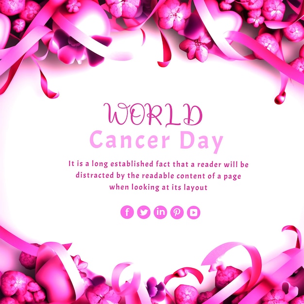 PSD pink background for world cancer day awareness