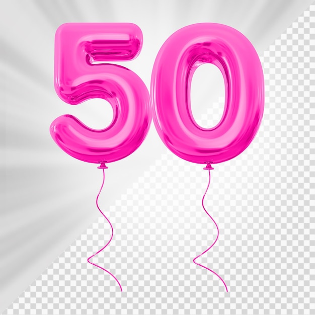 Pink Balloon Number 50