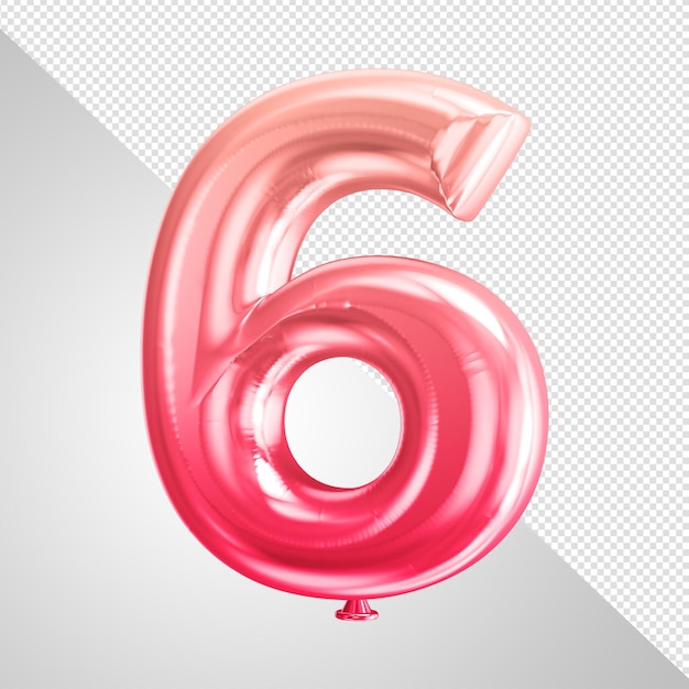 A pink balloon with the number 6 in the middle.