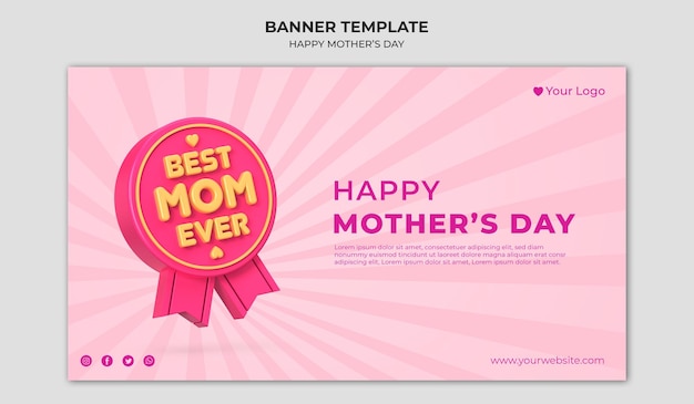 PSD a pink banner that says best mom ever on it