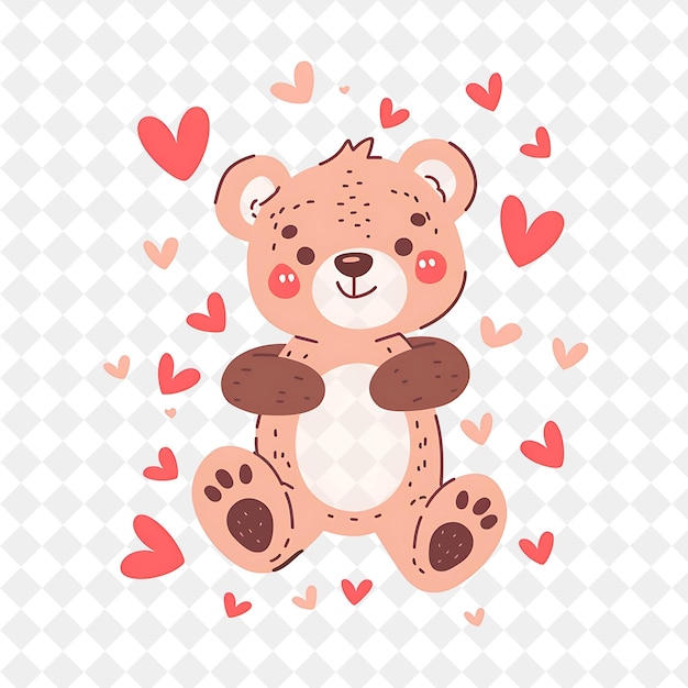 PSD a pink bear with hearts on it and a pink teddy bear with hearts behind it