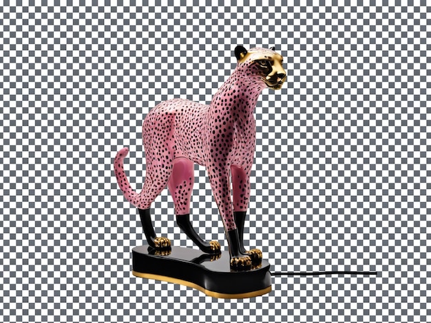 PSD a pink and black cat statue with a pink leopard on it