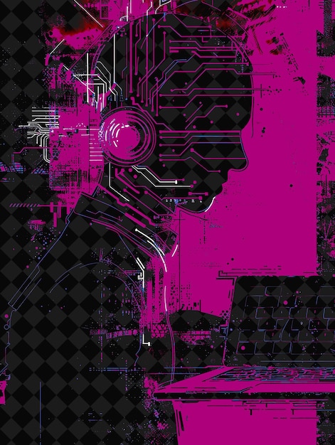 PSD a pink and black computer screen with a picture of a circuit board