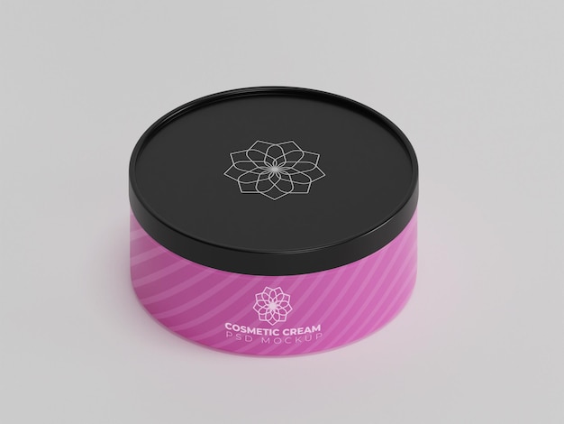 A pink and black container for cosmetic cream box mockup