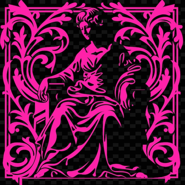 PSD a pink and black design with a woman and a flower on it