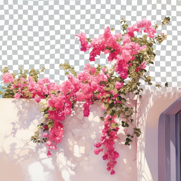 Pink blossoms on transparent background creating a stunning contrast of colors