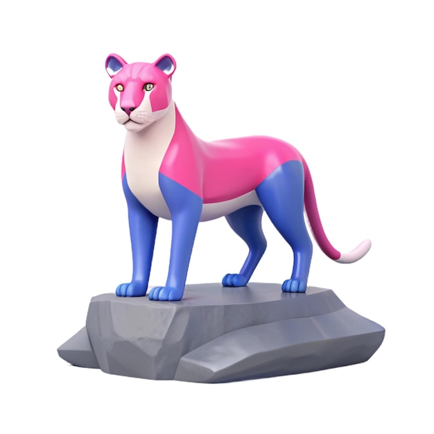 PSD a pink and blue animal is on a rock