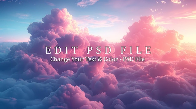 PSD pink and blue clouds at sunset