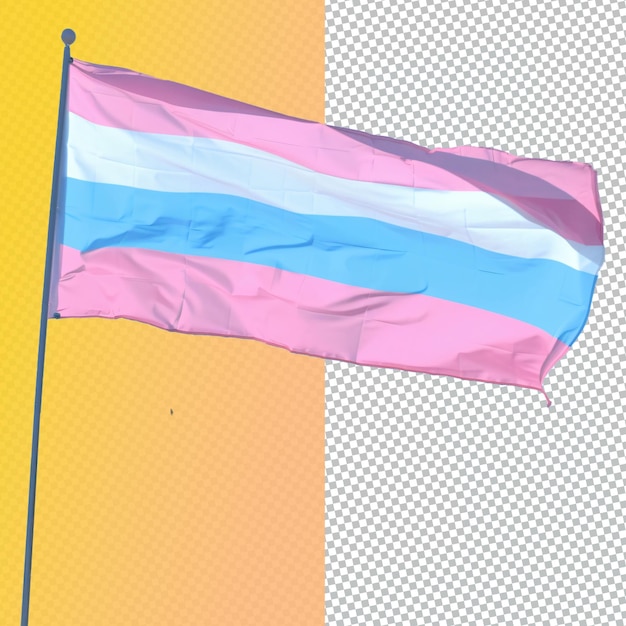 PSD a pink and blue flag is flying in front of a yellow background