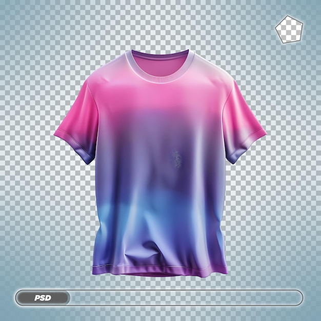 Pink and blue gradient tshirt mockup Isolated on transparent background