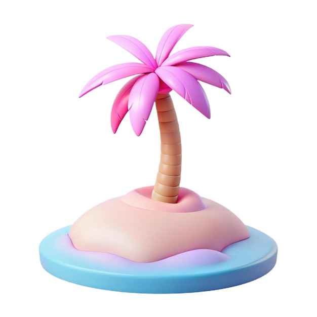 a pink and blue palm tree with a pink and blue base