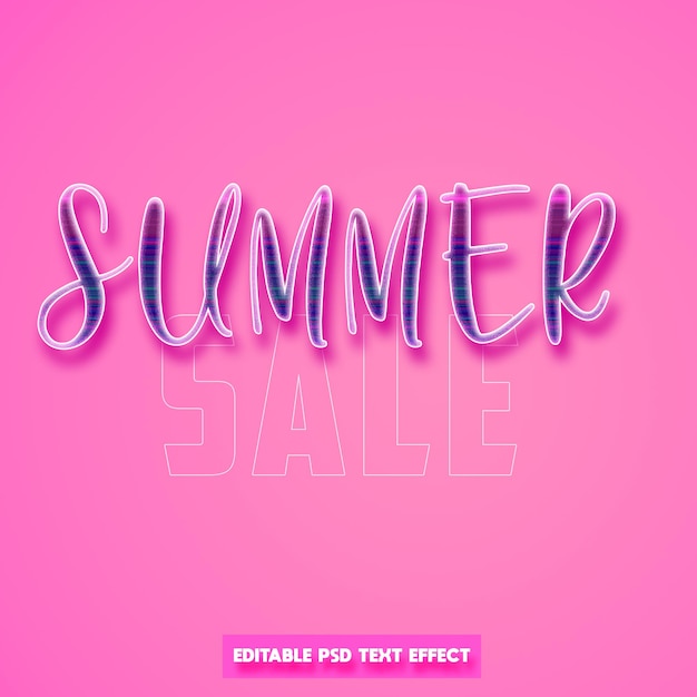 A pink and blue summer text effects design