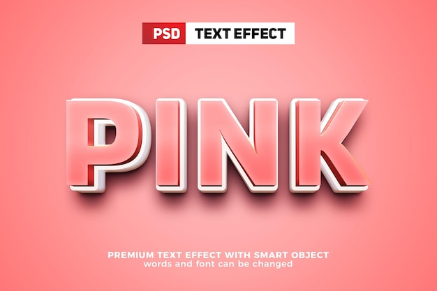 Pink bold cartoon comic 3d editable text effect style mock up