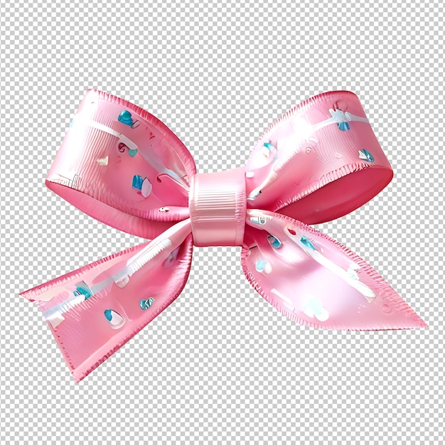 Pink bow with blue letters psd