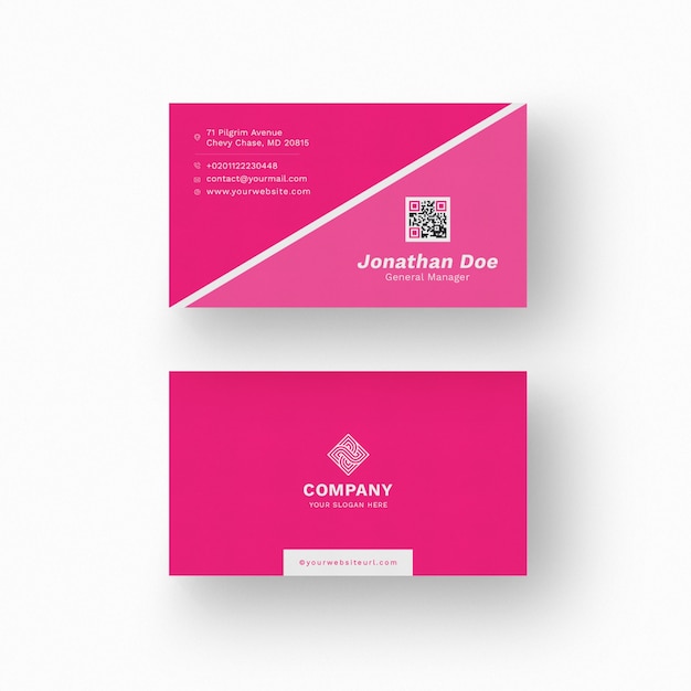 PSD pink business card mockup