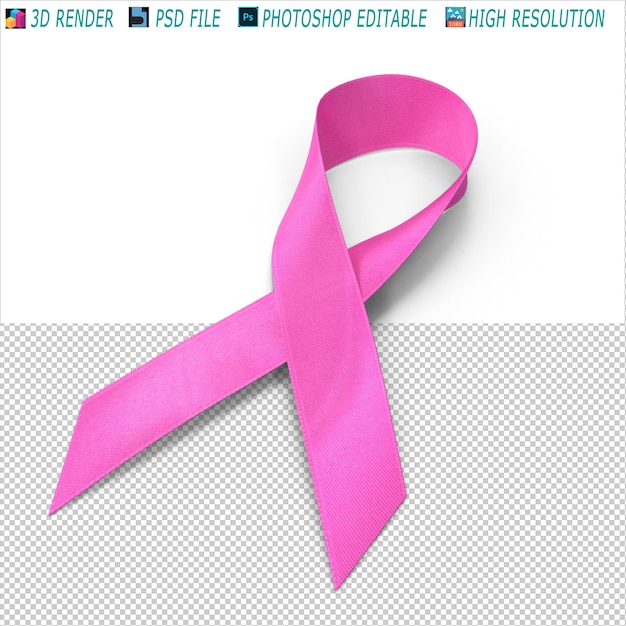 PSD pink cancer ribbon 3d psd file