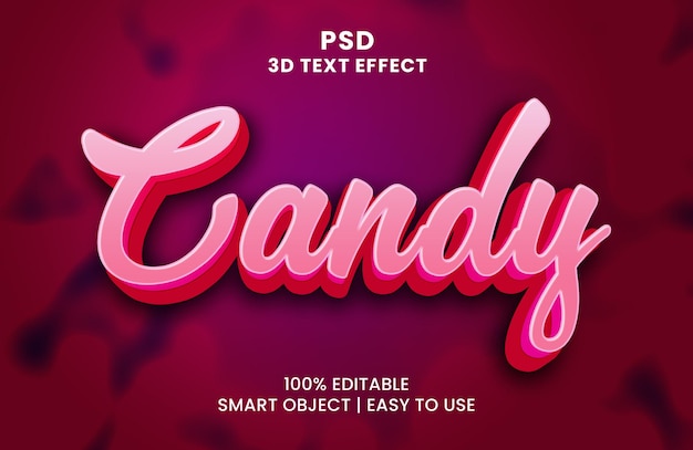 A pink candy text effect with a pink background.